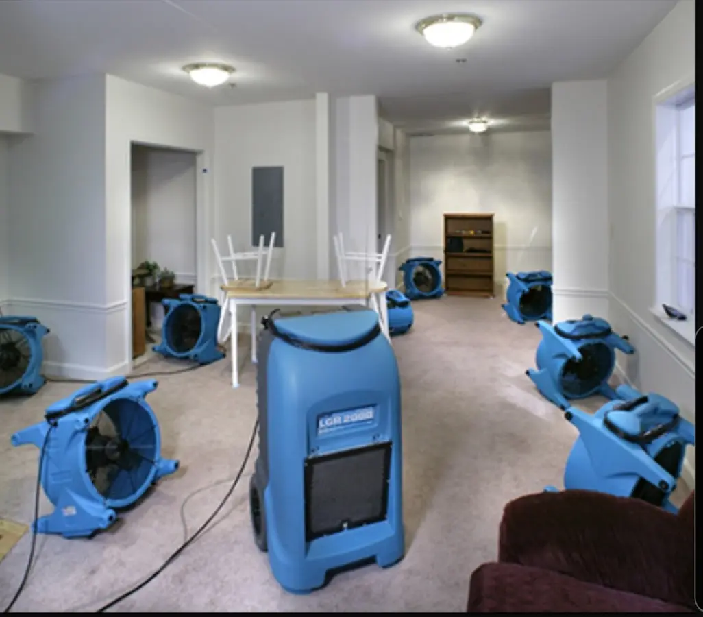 Air movers and dehumidifier setup for Water Extraction & Removal in Ramapo
