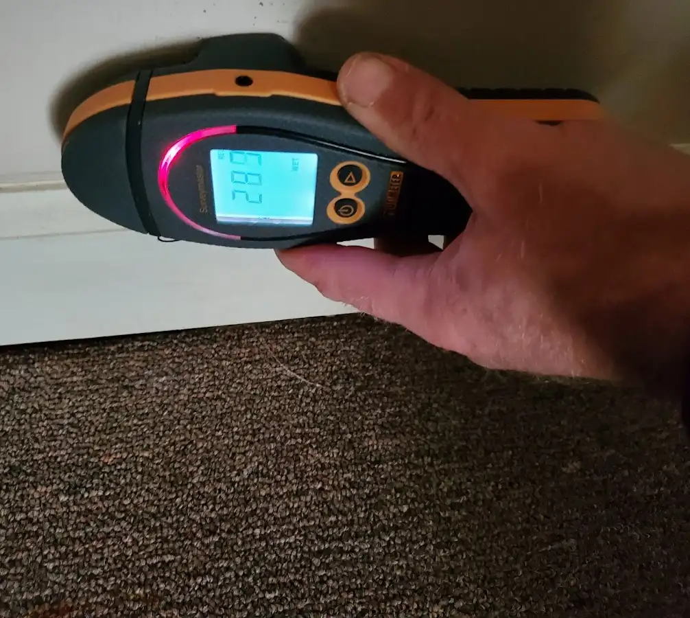 Moisture detection at baseboard during Sewage Cleanup & Sanitation in Ramapo